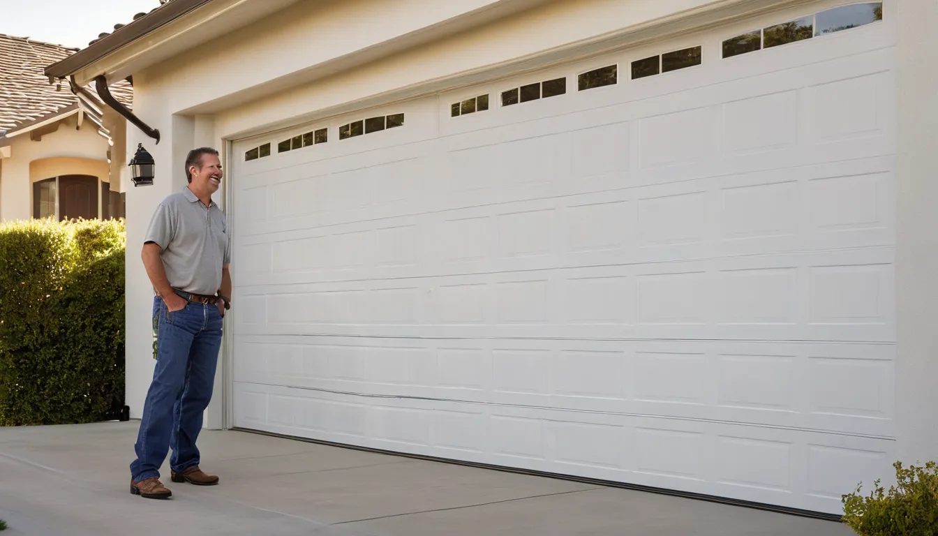 A friendly provider checking a garage door at a home in Glendale